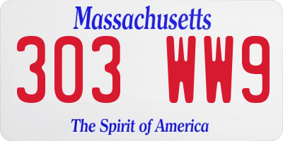 MA license plate 303WW9