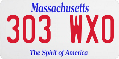 MA license plate 303WX0