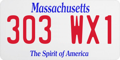 MA license plate 303WX1