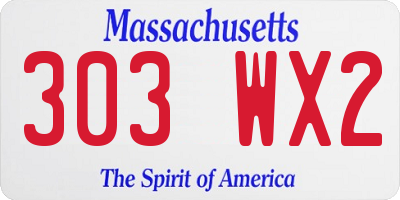 MA license plate 303WX2
