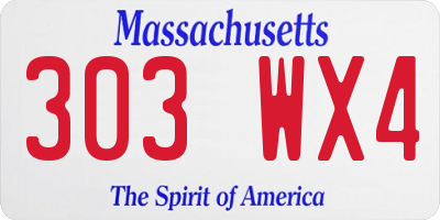 MA license plate 303WX4