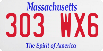 MA license plate 303WX6