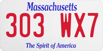 MA license plate 303WX7