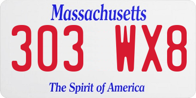 MA license plate 303WX8