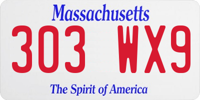 MA license plate 303WX9