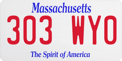 MA license plate 303WY0