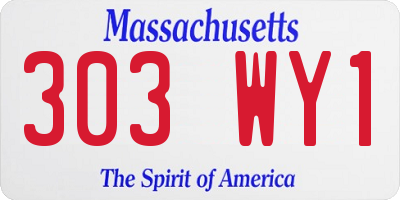 MA license plate 303WY1