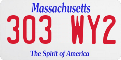 MA license plate 303WY2