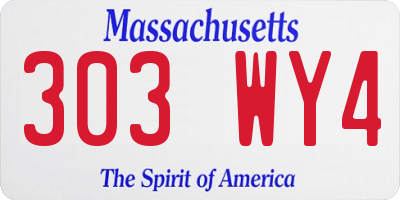 MA license plate 303WY4