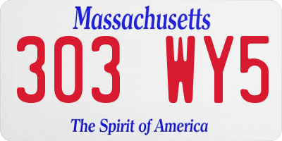MA license plate 303WY5