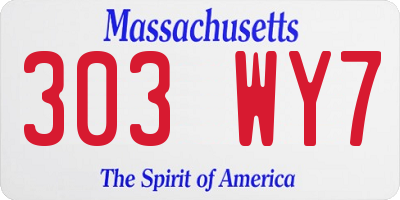 MA license plate 303WY7