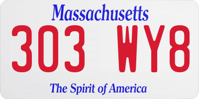 MA license plate 303WY8