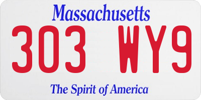 MA license plate 303WY9