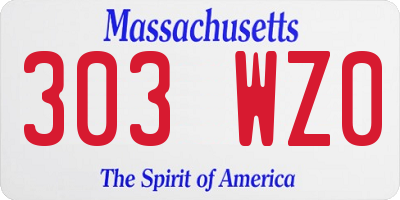 MA license plate 303WZ0