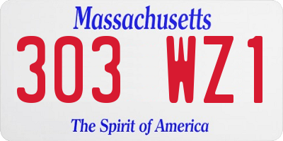 MA license plate 303WZ1