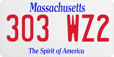 MA license plate 303WZ2