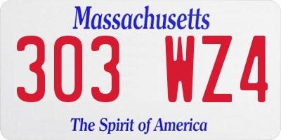 MA license plate 303WZ4