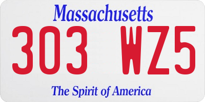 MA license plate 303WZ5