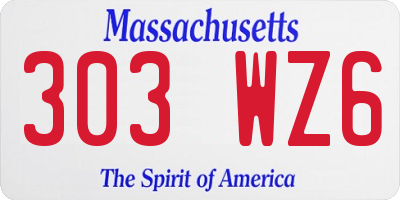 MA license plate 303WZ6