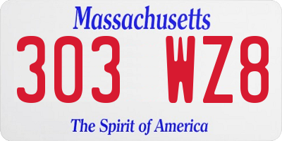 MA license plate 303WZ8