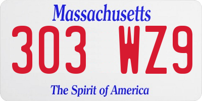 MA license plate 303WZ9
