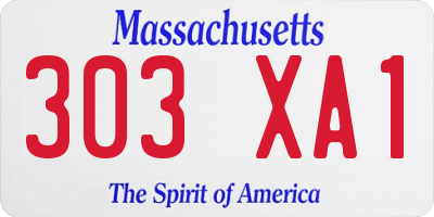 MA license plate 303XA1