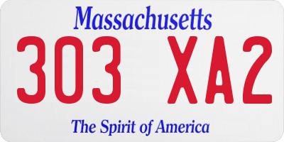MA license plate 303XA2