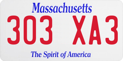 MA license plate 303XA3