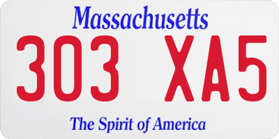 MA license plate 303XA5