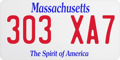 MA license plate 303XA7