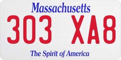 MA license plate 303XA8