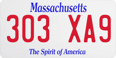 MA license plate 303XA9