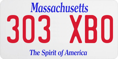 MA license plate 303XB0