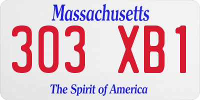 MA license plate 303XB1