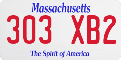 MA license plate 303XB2