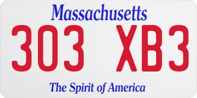 MA license plate 303XB3