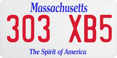 MA license plate 303XB5
