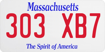 MA license plate 303XB7