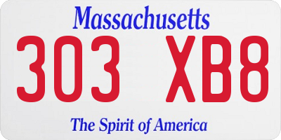 MA license plate 303XB8