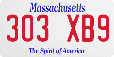 MA license plate 303XB9