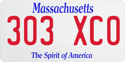 MA license plate 303XC0