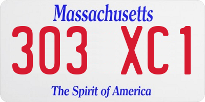 MA license plate 303XC1