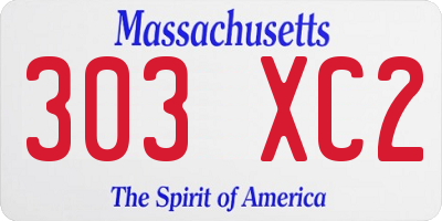 MA license plate 303XC2
