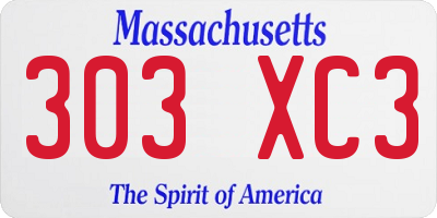 MA license plate 303XC3