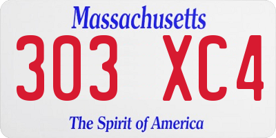 MA license plate 303XC4