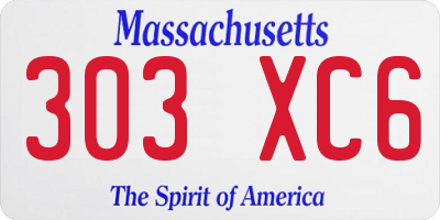 MA license plate 303XC6