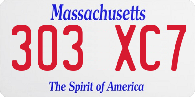 MA license plate 303XC7