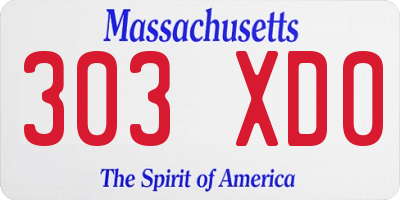 MA license plate 303XD0
