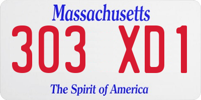 MA license plate 303XD1