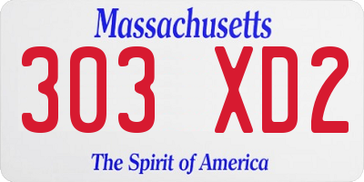 MA license plate 303XD2